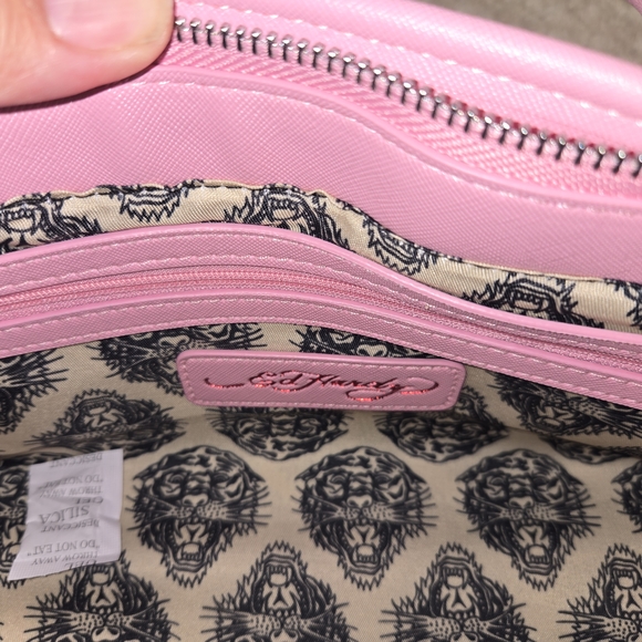Ed Hardy Love Is Pink Tote Shoulder Bag Crossbody Skull NWT VIRAL Y2K - Picture 5 of 15